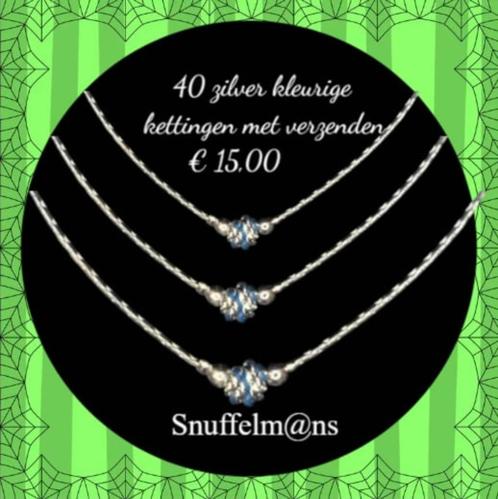 Partij handel 40 zilverkleurige kettingen incl.vzk € 15,00, Sieraden, Tassen en Uiterlijk, Kettingen, Nieuw, Overige materialen