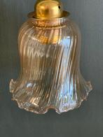 Vintage Glazen Lampenkapje uit Frankrijk, Huis en Inrichting, Lampen | Lampenkappen, Gebruikt, Bruin, Rond, Ophalen of Verzenden