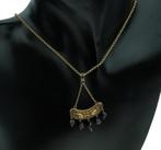 Antieke 14k gouden ketting hanger granaat filigrain bewerkt, Sieraden, Tassen en Uiterlijk, Antieke sieraden, Goud, Hanger, Met edelsteen