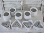 Brocante Franse porseleinen harten uitlekbakjes yoghurtpots, Ophalen of Verzenden