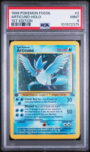 PSA 9 - Articuno Holo 1st Edition #2 (2000 Pokemon Fossil) beschikbaar voor biedingen