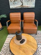 2 fautuils cognac kleur 1 niet meer mooi andere wel, Huis en Inrichting, Fauteuils, Ophalen of Verzenden, 75 tot 100 cm