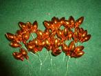 52 oranje/koper punt glas kerstballen op stok 20 mm 12 cm, Ophalen of Verzenden, Nieuw