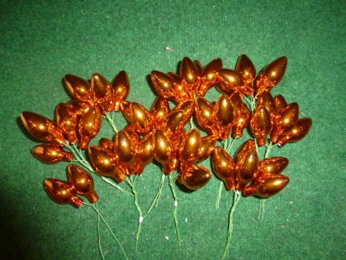 52 oranje/koper punt glas kerstballen op stok 20 mm 12 cm, Diversen, Kerst, Nieuw, Ophalen of Verzenden
