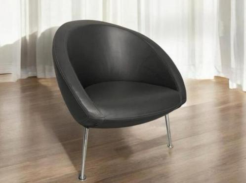 Artifort Hanna fauteuil donkergrijs leder, Huis en Inrichting, Fauteuils, Zo goed als nieuw, Hout, Kunststof, Leer, Metaal, Overige materialen