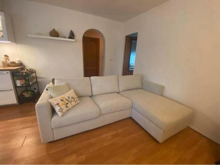 VIMLE 3-zitsbank, met chaise longue/Gunnared beige, Huis en Inrichting, Banken | Complete zithoeken, Zo goed als nieuw, Stof, Ophalen