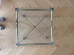 Vintage bijzettafel glas en messing 60x60, Huis en Inrichting, Tafels | Bijzettafels, Minder dan 55 cm, Gebruikt, Vierkant, Glas
