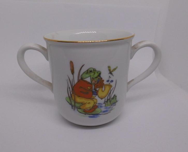 Kindermok met dubbel oor uit Tsjechoslowakije, Antiek en Kunst, Antiek | Servies los, Ophalen of Verzenden