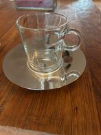 Nespresso Kopjes met RVS Schotels - 170ml, Ophalen of Verzenden, Effen, Kop(pen) en/of Schotel(s), Glas