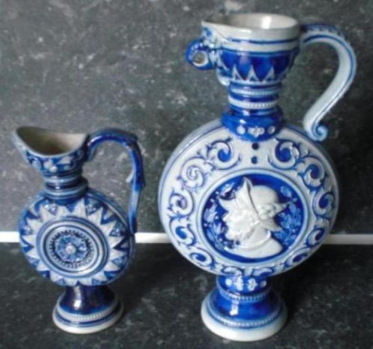 WESTERWALD ANTIEK STEENGOED * Twee Platte Kruikjes *, Antiek en Kunst, Antiek | Keramiek en Aardewerk, Verzenden