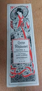 Boekenlegger Coöp Restaurant Amsterdam ca 1930, Verzamelen, Boekenleggers, Ophalen of Verzenden, Zo goed als nieuw