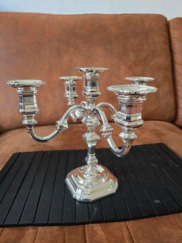 Verzilverde Kandelaar voor 5 Kaarsen beschikbaar voor biedingen