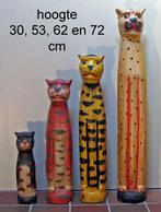 Set van 4 grote houten poezen, Ophalen of Verzenden