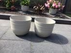 Elho bloempotten Fuente beige 38 cm beige, Tuin en Terras, Bloempotten, Kunststof, Rond, Zo goed als nieuw, Ophalen