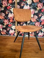 Vijf eetkamerstoelen cognac - Leenbakker, Huis en Inrichting, Stoelen, Ophalen, Gebruikt, Bruin, Stof