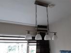Mooie RVS Hanglamp met 4 Lampen, 50 tot 75 cm, Ophalen of Verzenden, Zo goed als nieuw, Glas