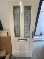 Houten voordeur met glas in lood (82x201cm), Ophalen, Gebruikt, 80 tot 100 cm, Buitendeur