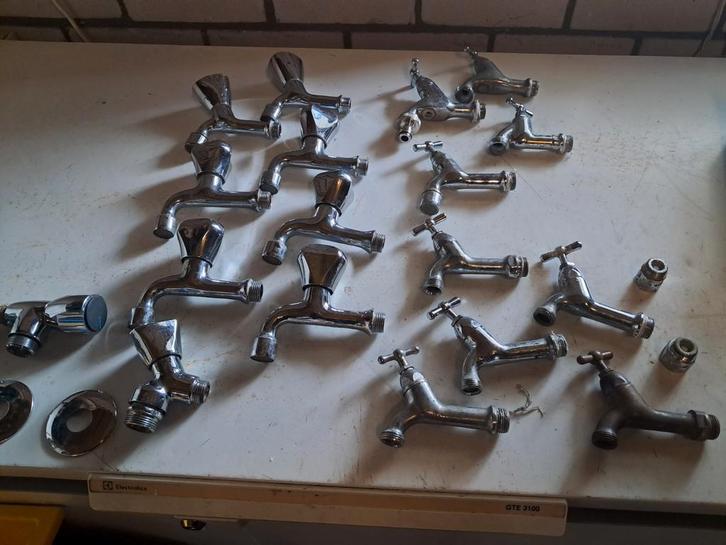 Wasmachine tapkranen en onderdelen - Sanitair, Doe-het-zelf en Verbouw, Sanitair, Gebruikt, Kraan, Chroom, Koper, Rvs, Ophalen of Verzenden