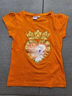 Koningsdag oranje voetbal shirt frozen 128-134, Ophalen of Verzenden, Gebruikt, Kostuum, Oranje of Koningsdag