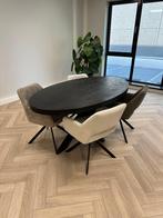 Eettafel Ovaal Visgraat Zwart Mango Hout OUTLET ‼️, Ovale eettafel, Nieuw, 150 tot 200 cm, Vier personen