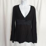 Stoer zwart damesshirt wijde mouw mt L merk Trois de Boulogn, ., Zwart, Maat 42/44 (L), Ophalen of Verzenden