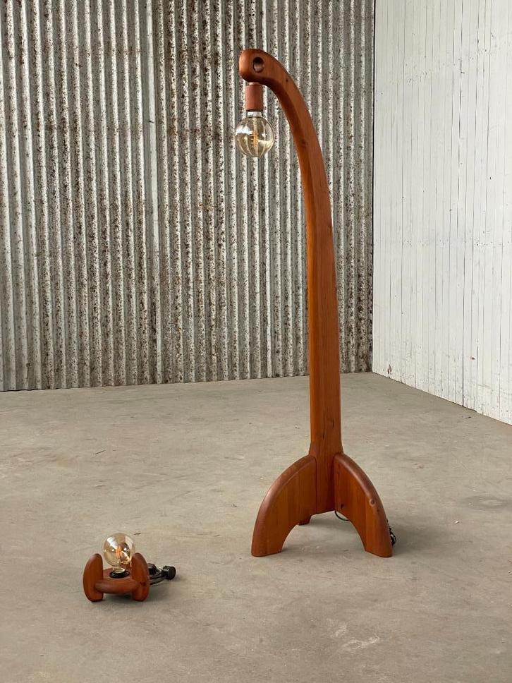 Vintage houten vloerlamp 1960 design, Huis en Inrichting, Lampen | Vloerlampen, Gebruikt, 150 tot 200 cm, Ophalen