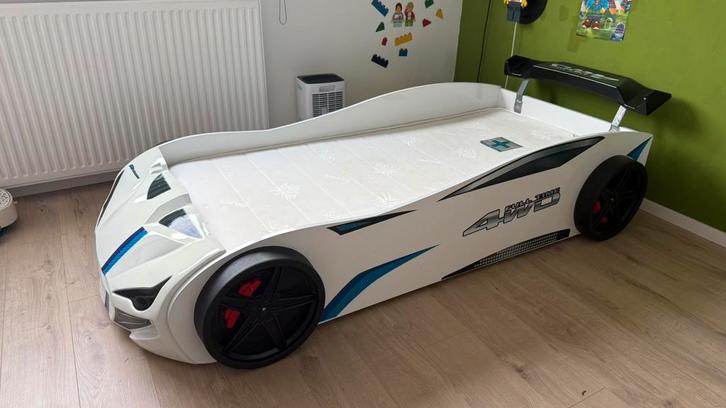 Autobed BLX wit met licht, Huis en Inrichting, Slaapkamer | Bedden, Gebruikt, Eenpersoons, 90 cm, 200 cm, Hout, Wit, Ophalen