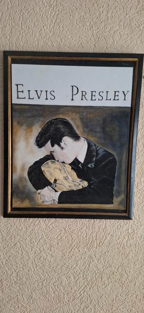 Beschadigd Elvis Presley Schilderij - 5 Euro, Antiek en Kunst, Kunst | Schilderijen | Klassiek, Ophalen of Verzenden