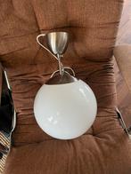 2 glazen bol lampen, schoollamp stijl, Ophalen, Gebruikt, Glas