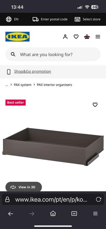 Ongebruikte lade en plank voor PAX kast 100cm breed beschikbaar voor biedingen