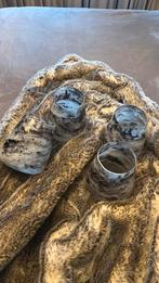 4 leuke grote marmer look windlichten waxinelichthouders, Ophalen of Verzenden, Overige materialen, Minder dan 25 cm