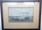 Gravure Rotterdam “zicht op de Maas” J.M. Kolb  1858, Antiek en Kunst, Kunst | Etsen en Gravures, Ophalen of Verzenden