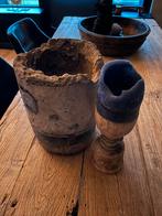 Oude houten kandelaar landelijk interieur, Overige kleuren, Ophalen of Verzenden, Zo goed als nieuw, Hout
