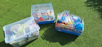 Grote set Hamsterkooi met buizen, voer, huisjes, ren items beschikbaar voor biedingen