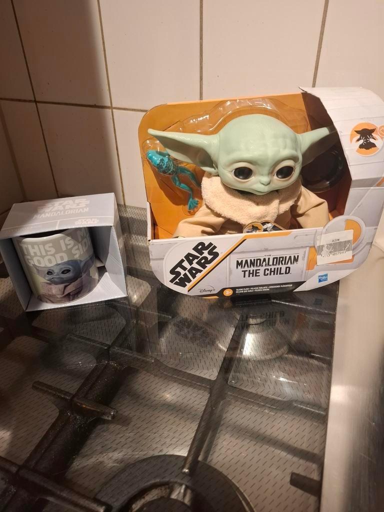 Star Wars Baby Yoda Bewegend + Yoda Mok, Ophalen, Zo goed als nieuw