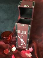 Wijnkoffer van hout met tekst. Voor 1 fles, Ophalen of Verzenden