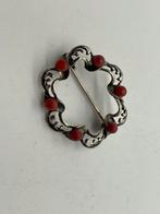 Z991 Prachtige zilveren broche bloedkoraal, Sieraden, Tassen en Uiterlijk, Antieke sieraden, Ophalen of Verzenden, Zilver, Broche