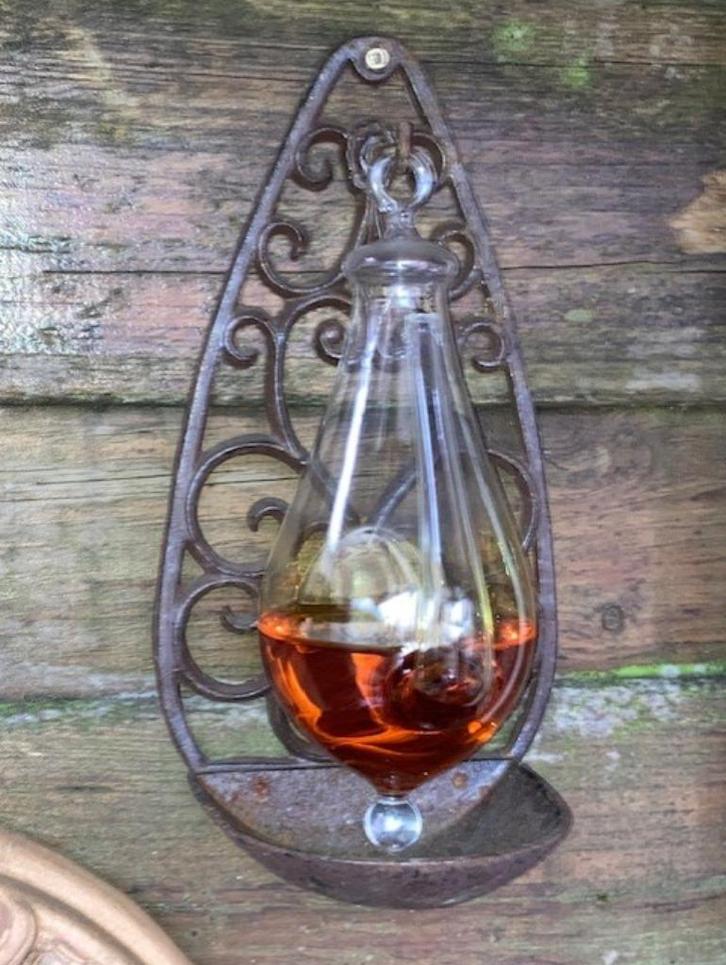 Antieke Barometer in Smeedijzeren Frame - Woondecoratie Baro, Antiek en Kunst, Antiek | Woonaccessoires, Ophalen of Verzenden