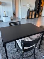 Eettafel met 2 stoelen en kussentjes, Huis en Inrichting, Tafels | Eettafels, Ophalen, 100 tot 150 cm, Tot twee personen, Zo goed als nieuw