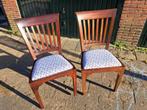 2 Houten stoelen met stoffen zitting, Ophalen, Hout, Gebruikt, Twee