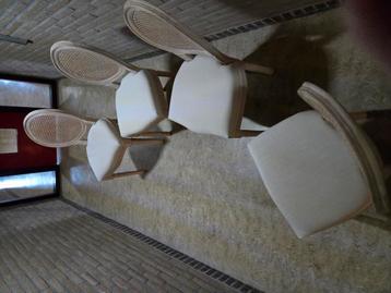 Prachtige stoelen van rieten, stof en hevea hout, Antoinette beschikbaar voor biedingen