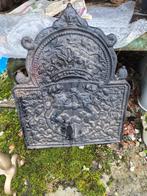 Mooie vuurplaat met 2 koperen houtbokken, Ophalen, Vrijstaande haard, Houthaard