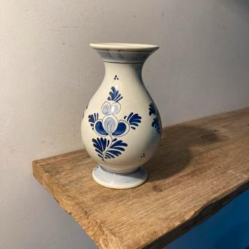 Delfts Blauwe Vaas - Vintage Bloemen & Konijn beschikbaar voor biedingen