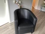 Fauteuil zwart dik leer, nieuw., Huis en Inrichting, Fauteuils, Ophalen, Kuip stoel, leder ! Zwart., Zo goed als nieuw, 50 tot 75 cm