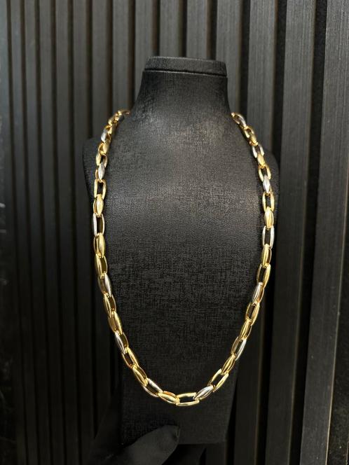 14k Gouden Massieve Bicolor Ketting, Sieraden, Tassen en Uiterlijk, Kettingen, Nieuw, Goud, Ophalen of Verzenden