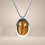 Grote 925 zilver THEODOR KLOTZ modernist tijgeroog hanger!, Overige voorstellingen, Verzenden, Zo goed als nieuw, X