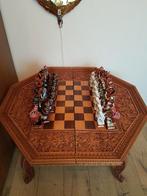Balinese inklapbaar Schaakbord tafel met schaakstukken, Verzamelen, Ophalen
