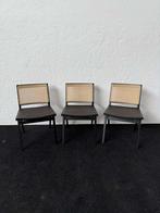 Set van 3 Zwarte Stoelen met Riet, Huis en Inrichting, Stoelen, Drie, Zwart, Nieuw, Ophalen of Verzenden