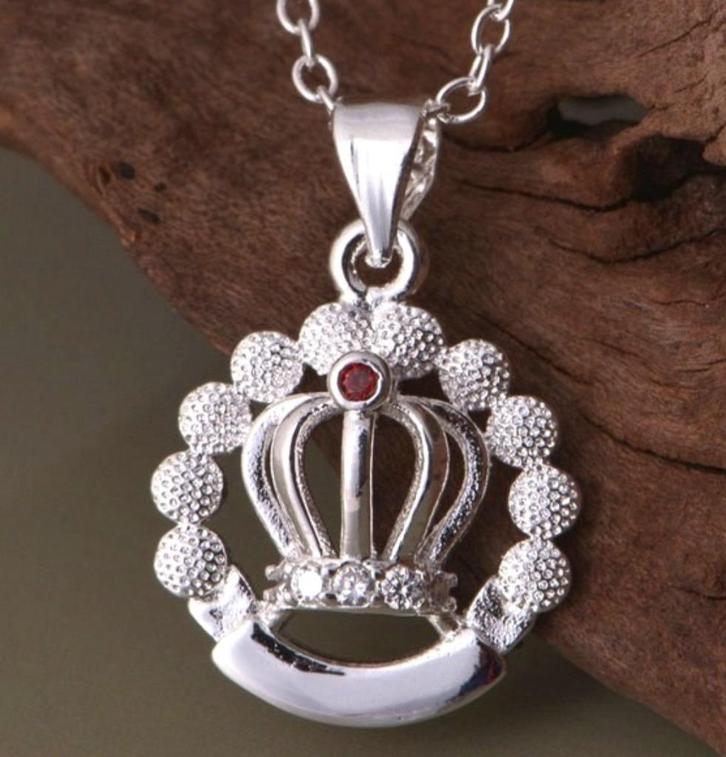 Trendy 925 zilveren kettinghanger van kroon met zirkoon, Sieraden, Tassen en Uiterlijk, Kettinghangers, Nieuw, Zilver, Zilver