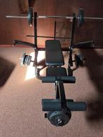 Halterbank fitness bank + gewichten halters 50,25 gewichte, Ophalen, Zo goed als nieuw, Metaal, Krachtstation